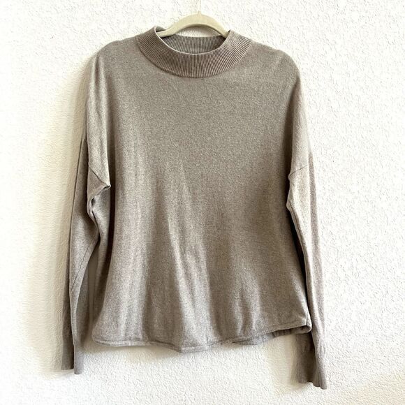 Madewell Ashbury Merino Wool / Alpaca Blend Mock Neck Sweater in Hthr Hazelwood - Picture 4 of 11